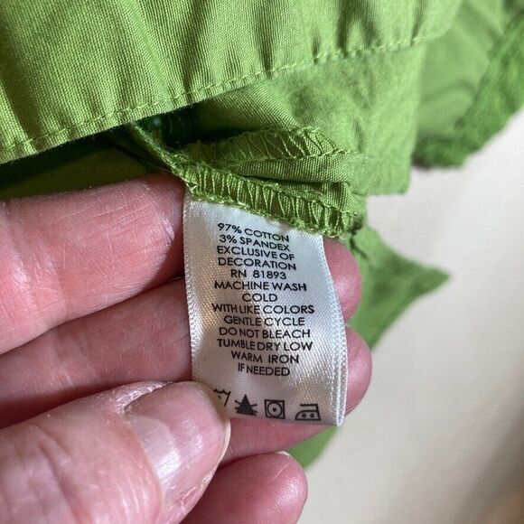 Susan Graver Blouse 1X Green Button Up Pintuck Lace Long Sleeve Collared - Picture 7 of 10